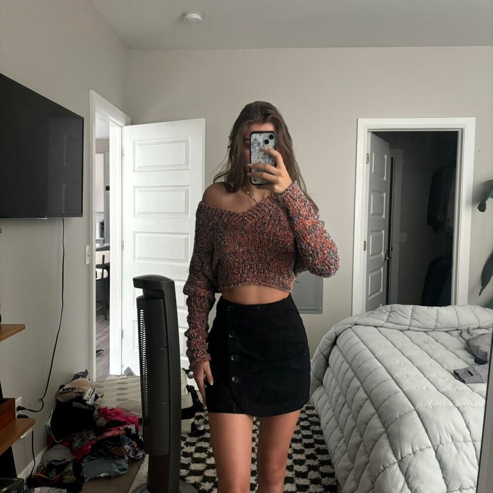 BDG Black Button Denim Skirt